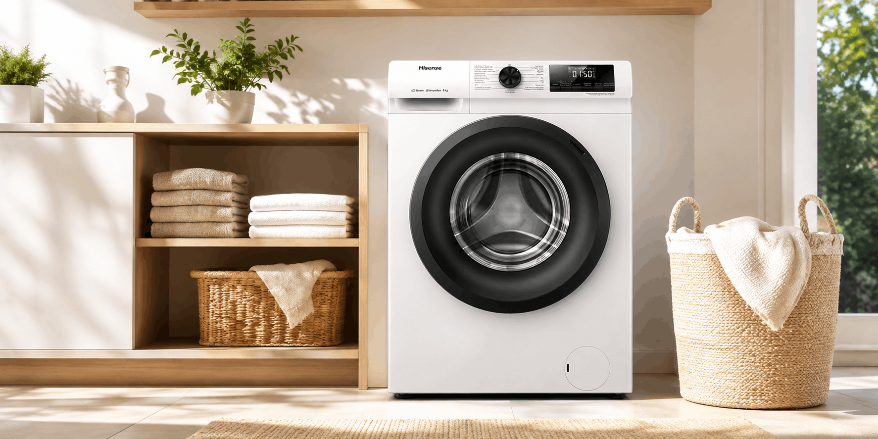 Lave Linge Frontal Hublot Inverter HISENSE WFQP8014EVM 8kg - Blanc
